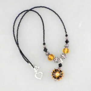 Amber Necklace Hand-made Lampwork Sterling Silver