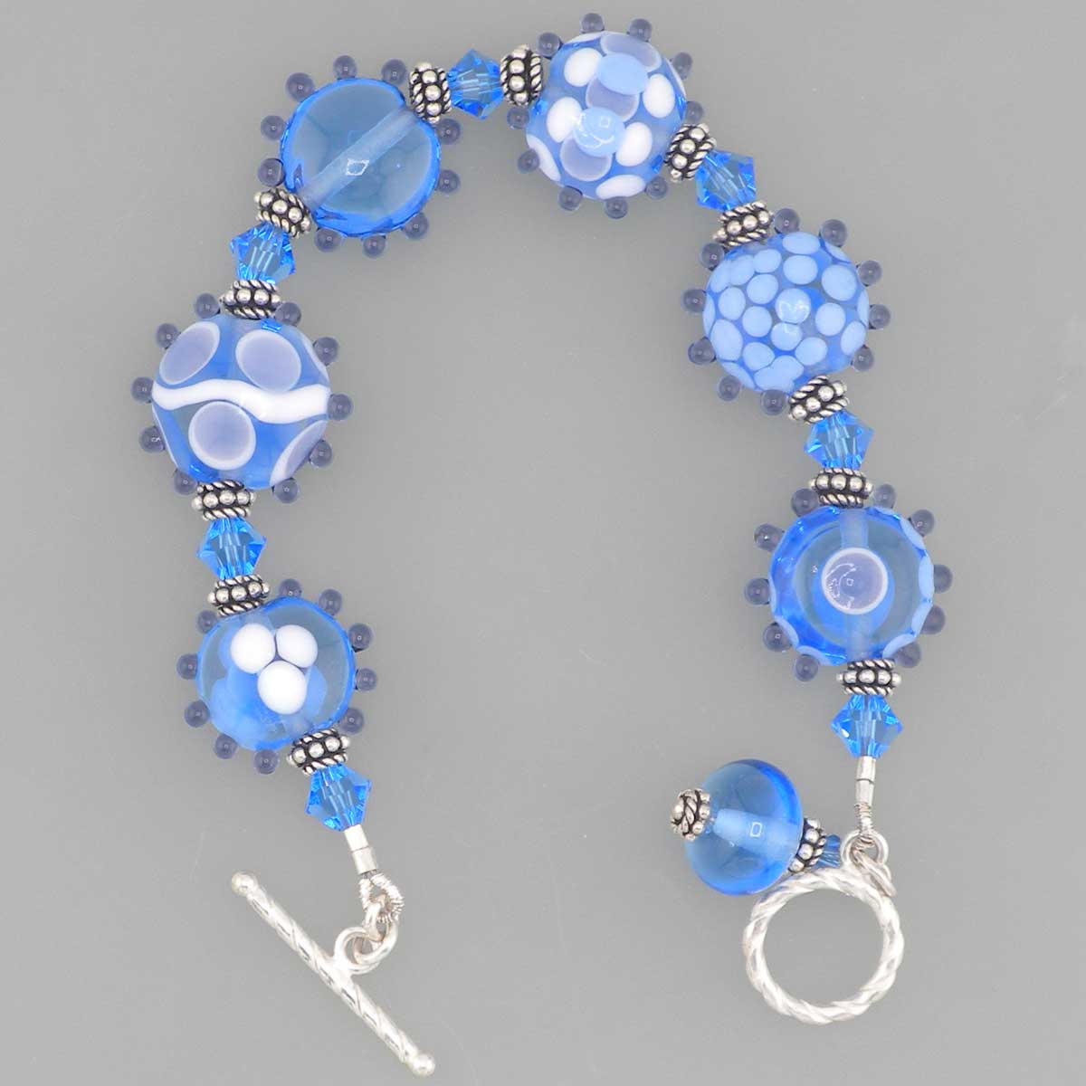 blue lampwork bracelet