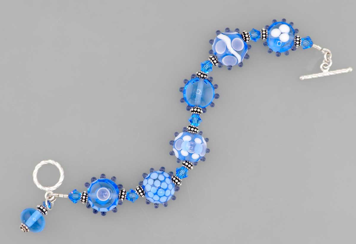 blue lampwork bracelet