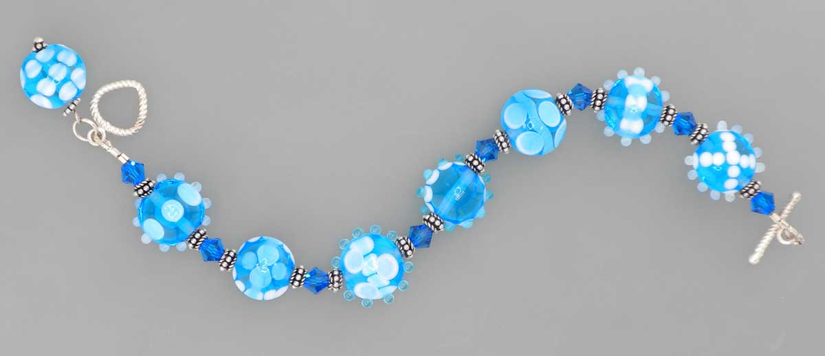Aqua handmade lampwork bracelet