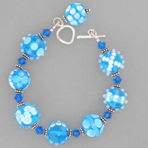 Aqua handmade lampwork bracelet