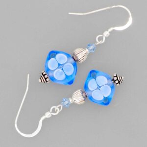 handmade blue lampwork silver earrings