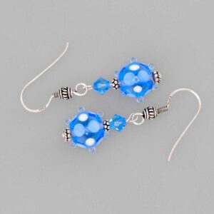 blue handmade lampwork earrings silver