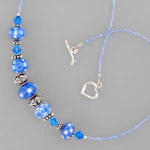 Blue handmade lampwork necklace