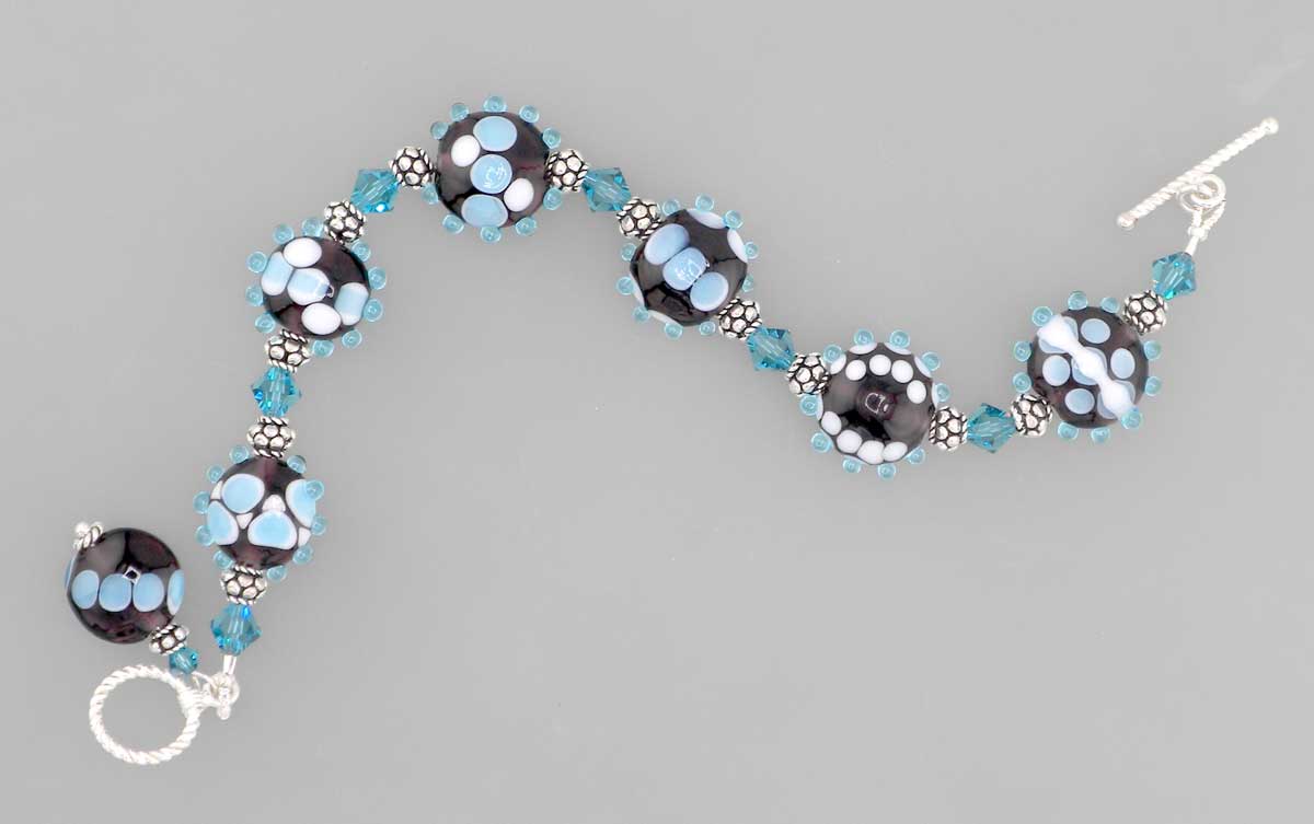 Aqua lampwork bracelet