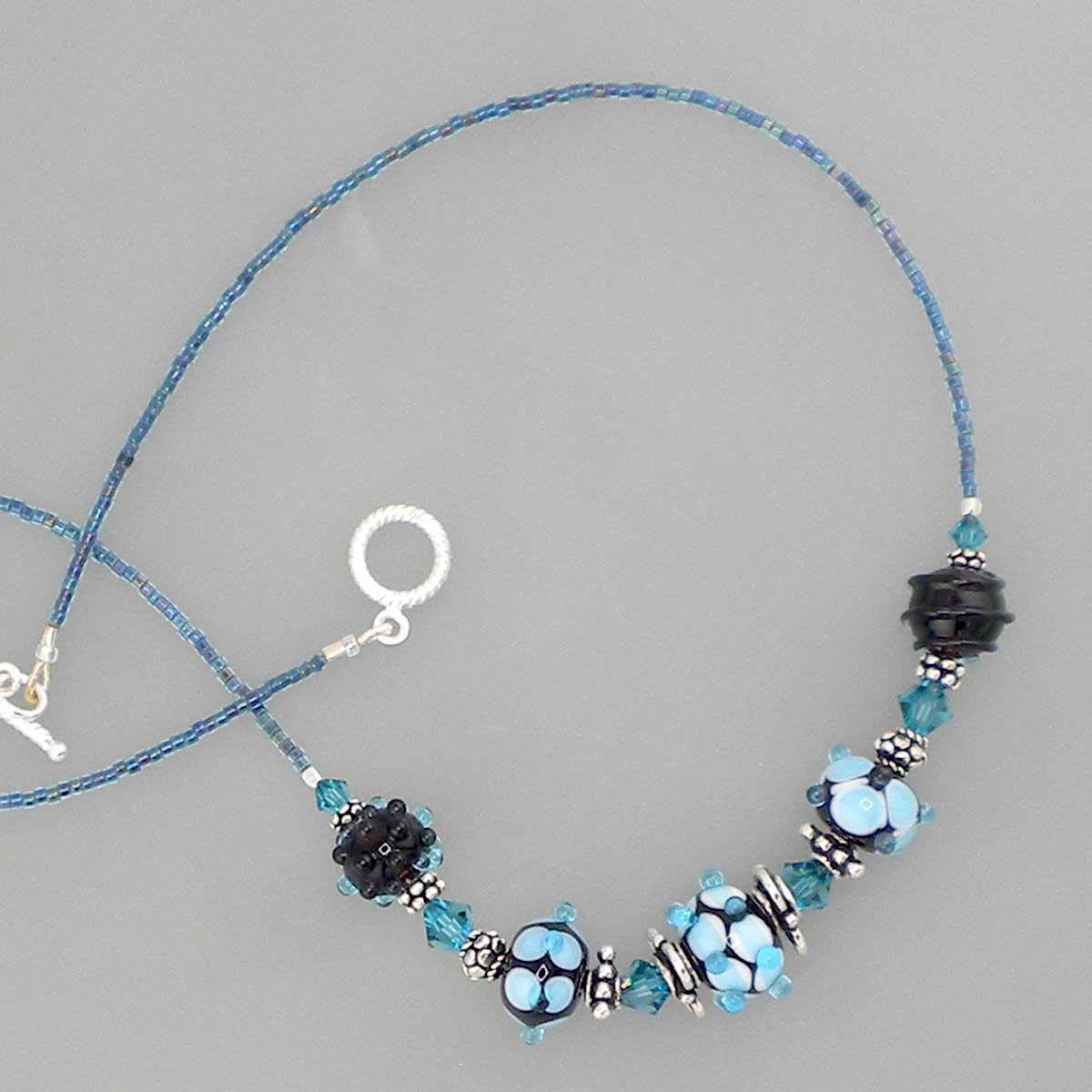 Aqua lampwork necklace