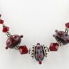 red and violet handmade lampwork necklace