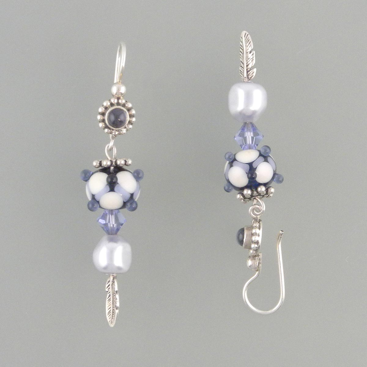 Violet lampwork and silver earrings.