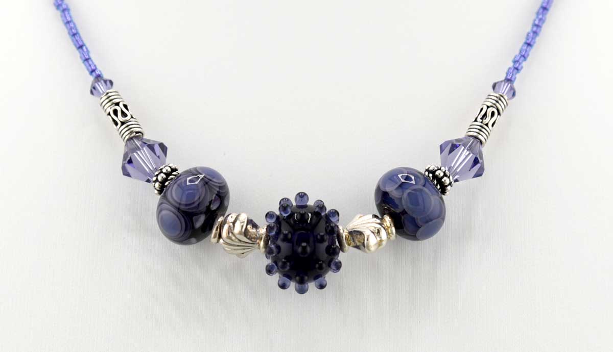 tanzanite lampwork necklace
