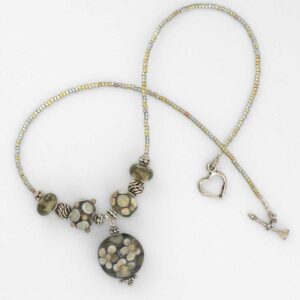 Gray Khaki Flower Necklace