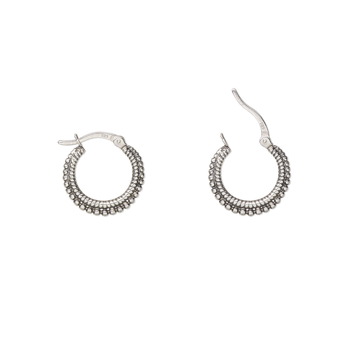 19 mm sterling silver beaded hoop earrings