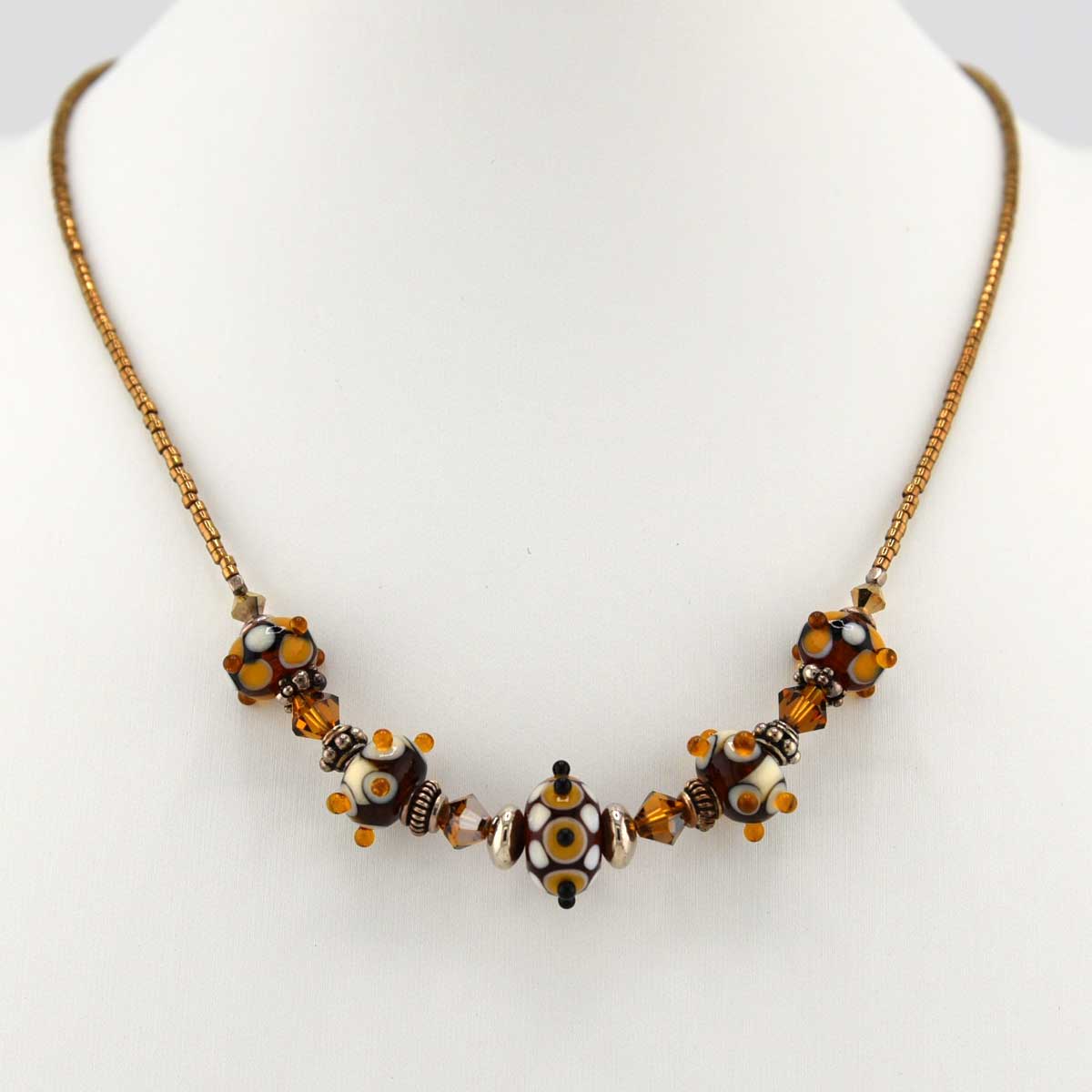 amber lampwork necklace