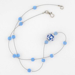 blue lampwork floating necklace