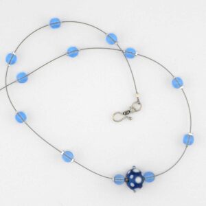 blue lampwork floating necklace