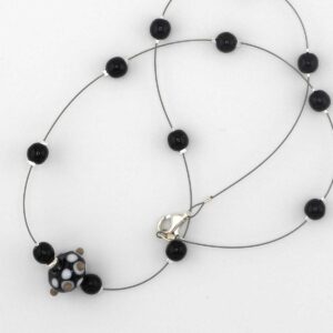 black lampwork floating necklace