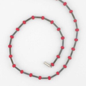 red seeds and gun metal bugles American Choker necklace