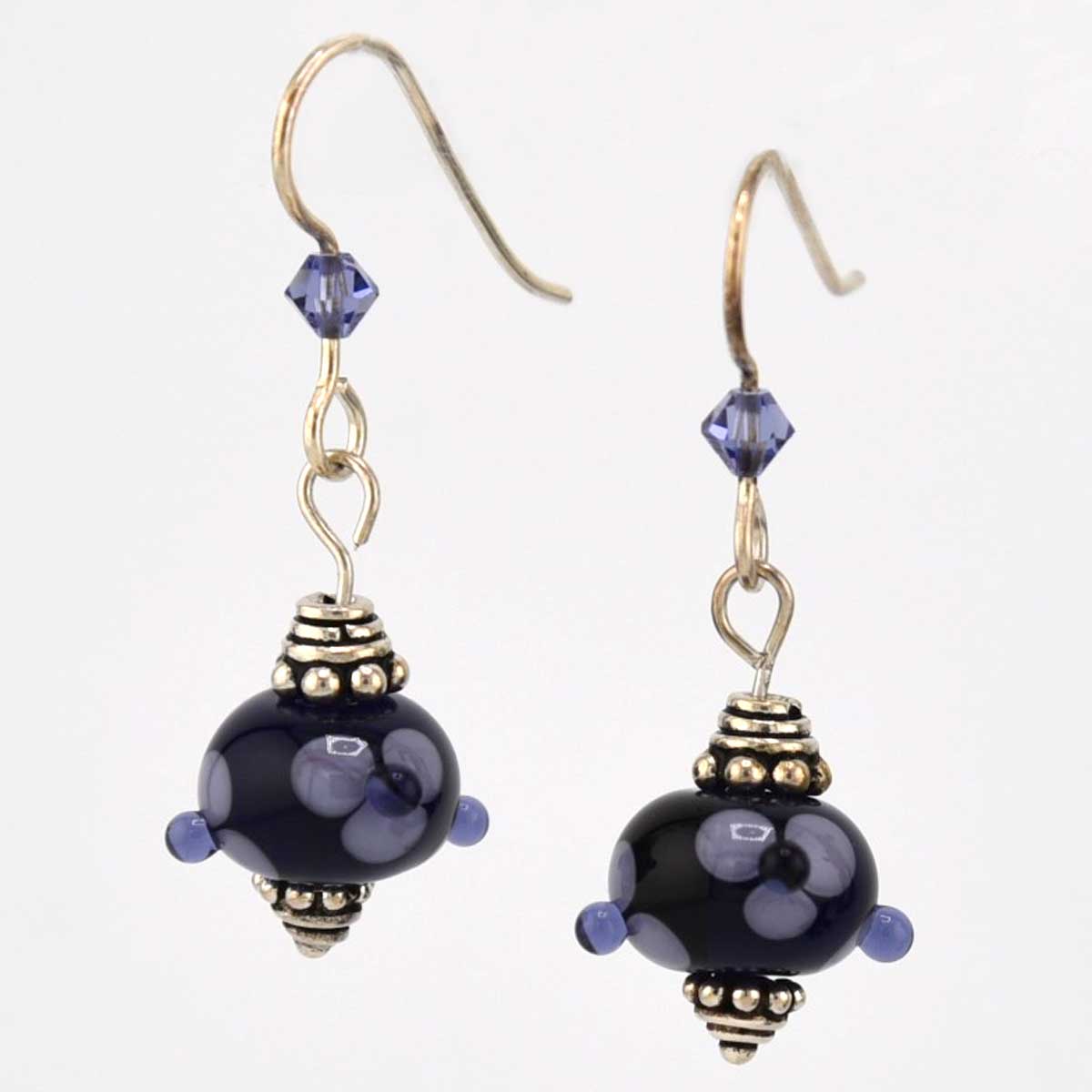 blue-violet lampwork earrings