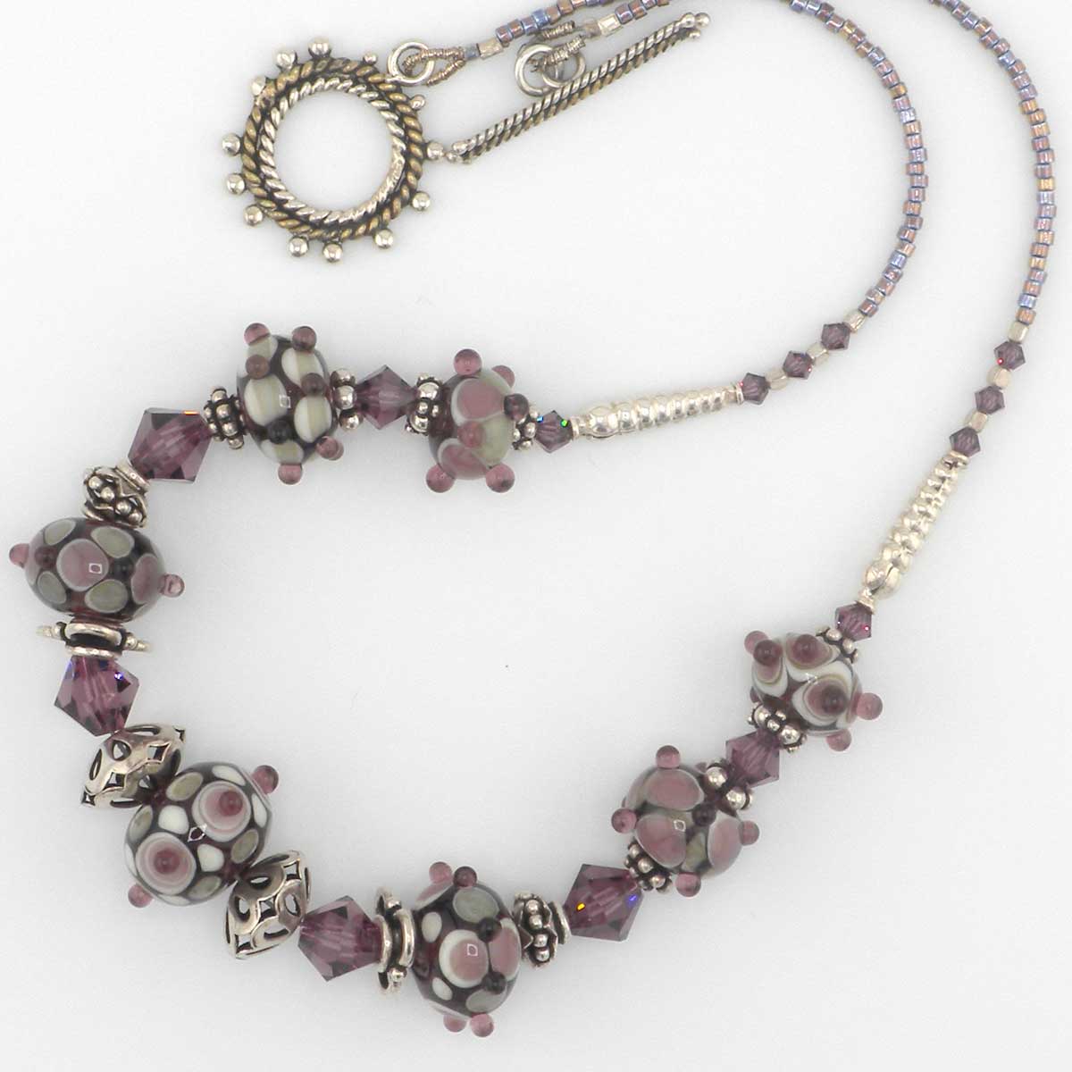amethyst color lampwork necklace