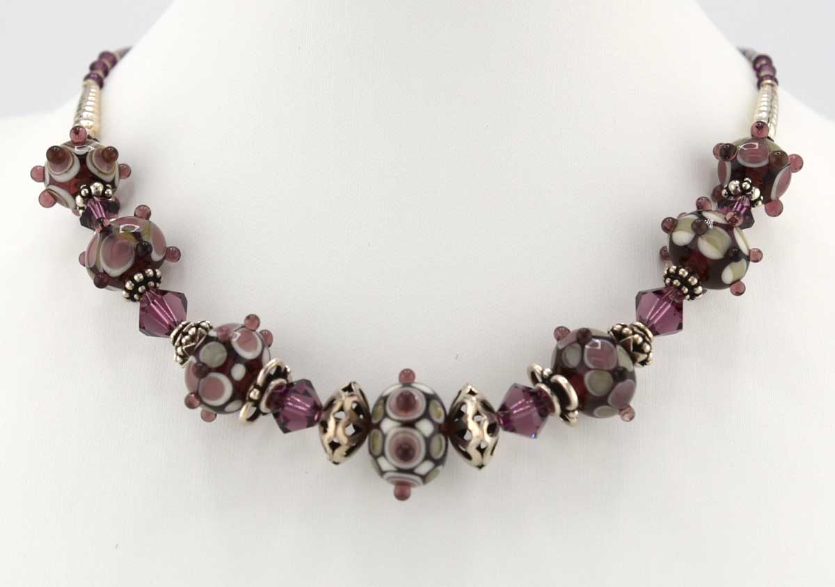 amethyst color lampwork necklace