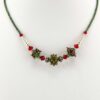 Green with Red Lampwork necklace