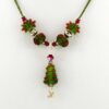 green with red lampwork necklace