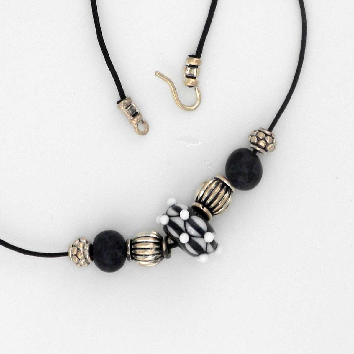 lampwork and silver casual necklace