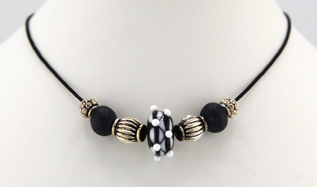 lampwork and silver casual necklace