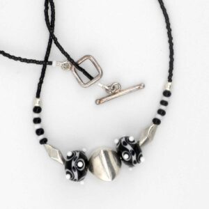 lampwork and silver necklace