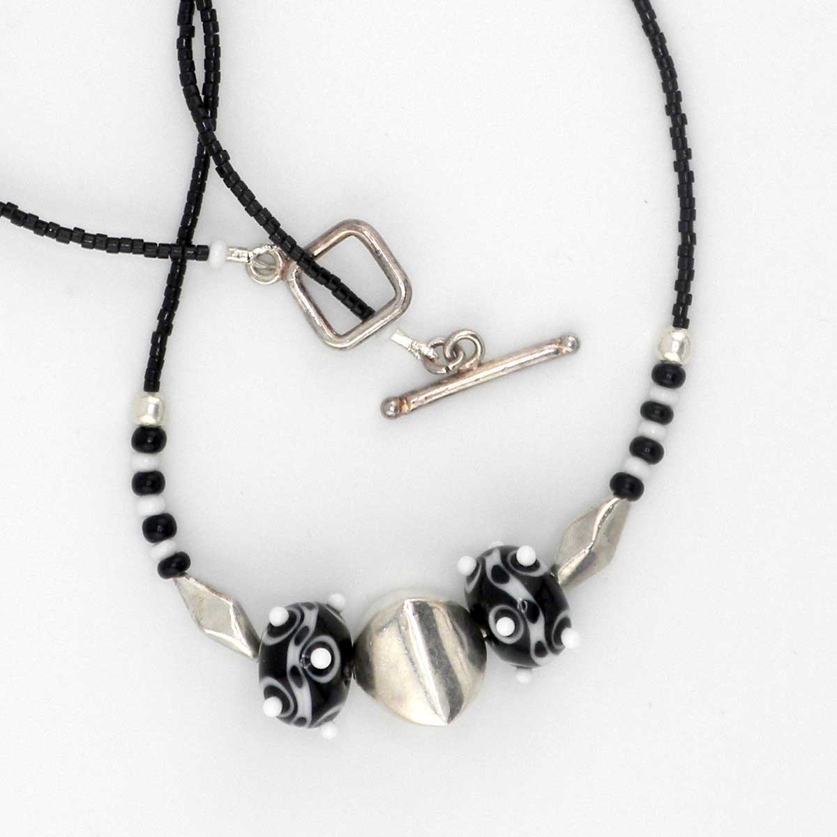 lampwork and silver necklace