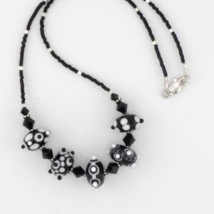 black and white lampwork necklace