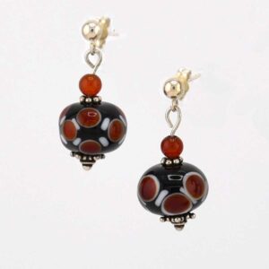 black and red lampwork earrings