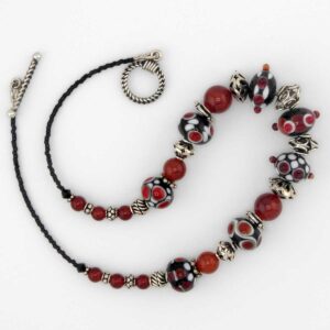 lampwork and carnelian necklace