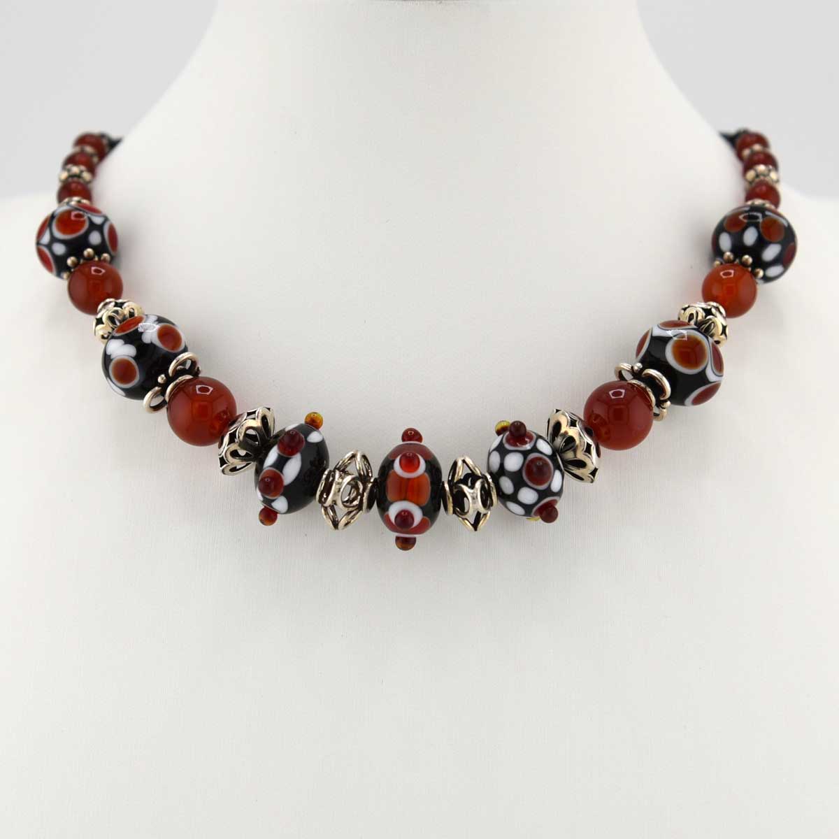 lampwork and carnelian necklace