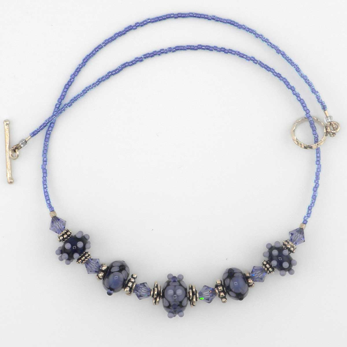 blue-violet lampwork necklace