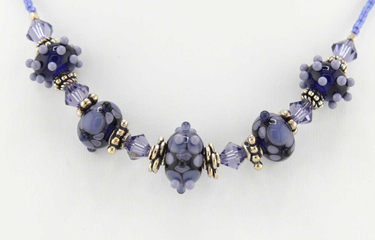 blue-violet lampwork necklace