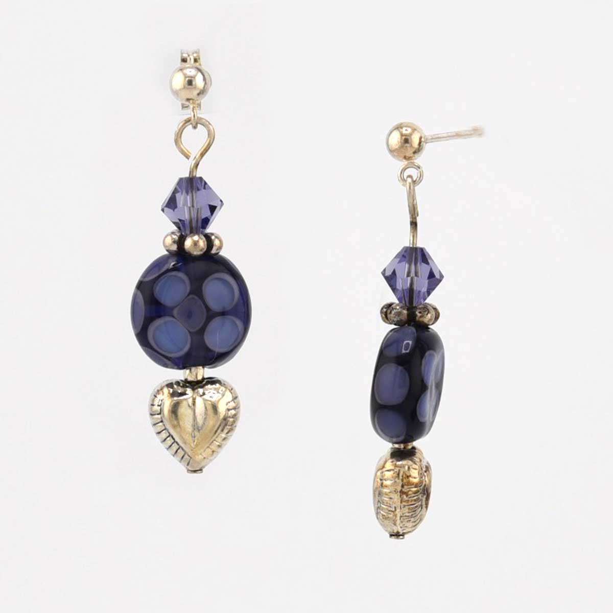 tanzanite color lampwork earrings